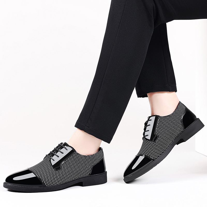 Zapatos de cuero personalizados jóvenes británicos casuales zapatos de cuero formales de negocios zapatos de hombre zapatos de boda zapatos individuales de aumento interior cuero de hombre impermeable