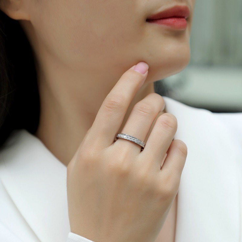 S925 シルバートラックリングクローズドリング新しいモアッサナイトリングクロスボーダーアマゾンホットセールスポット卸売