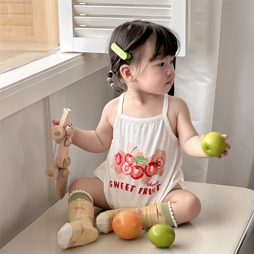 2024 verano nuevo estilo linda niña bebé japonés dibujos animados sección delgada transpirable casual letras honda bolso trasero