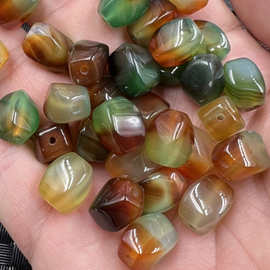 孔雀玛瑙路路通玉石散珠紫绿玉髓扭扭珠diy饰品配件手工珠子批发