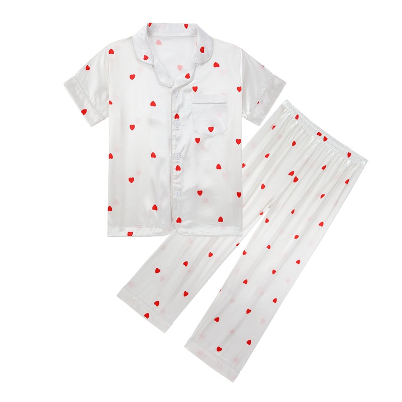Kinderpyjama-Set, Kurzarm, lange Hose, bedrucktes Design, Frühlings- und Sommerkleidung für mittelgroße und große Kinder_voghion.com