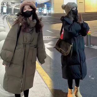 Winter New Corner Button Thickened Hooded Cotton-padded Jacket Women's Korean Loose Bread Suit Long Cotton-padded Jacket