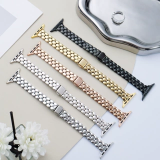 适用Apple wtachS11手表带金属苹果iwatch9/10椭圆三珠恐龙蛋表带
