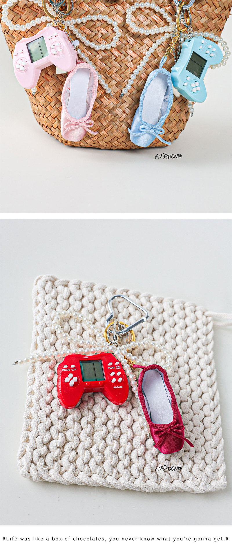 Simple Style Geometric Mixed Materials Unisex Bag Pendant Keychain display picture 3
