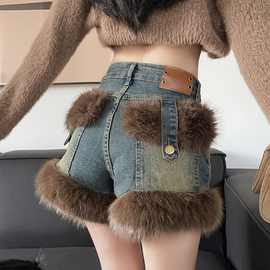 美复古美式感拉德女牛仔短裤新款a字高腰休闲裤设计新款辣妹秋冬