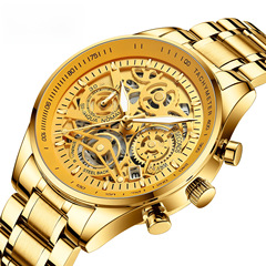 Popular nibosi new wrist watch, casual hollow mechanical design men's watch, multifunction quartz student watch