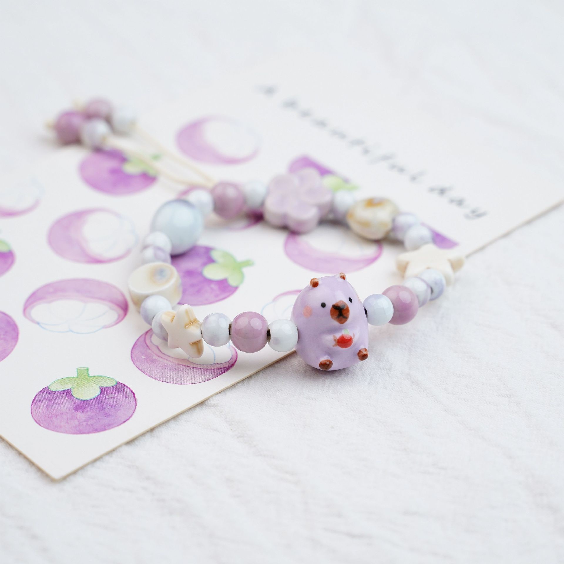 Jingdezhen pulsera de cerámica de verano mujer alta sensación galletas serie de gatos nicho diseño universal pulsera alta sensación