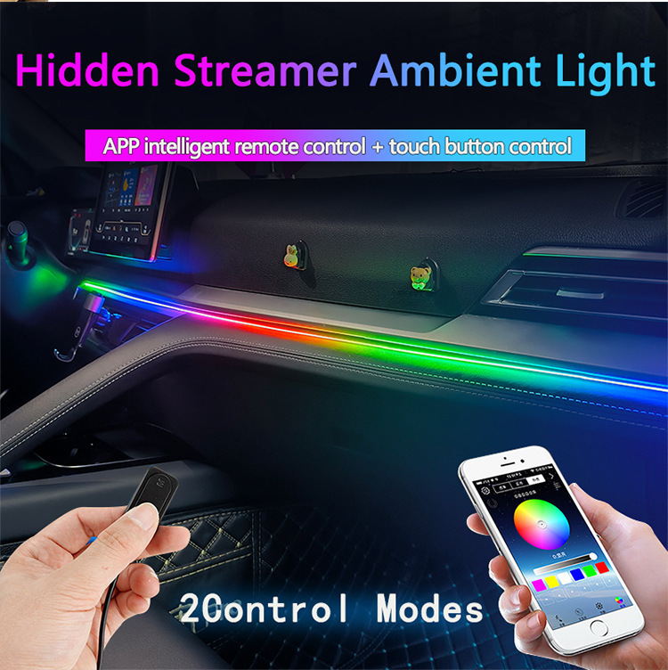 Universal Car Hidden Symphony No-Cut Wire App Dual-Control Interior Ambient Light Led Car Ambient Light
