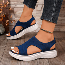 露趾 现货2025秋鱼头休闲套筒时装凉鞋低跟女鞋产地货源大码运动