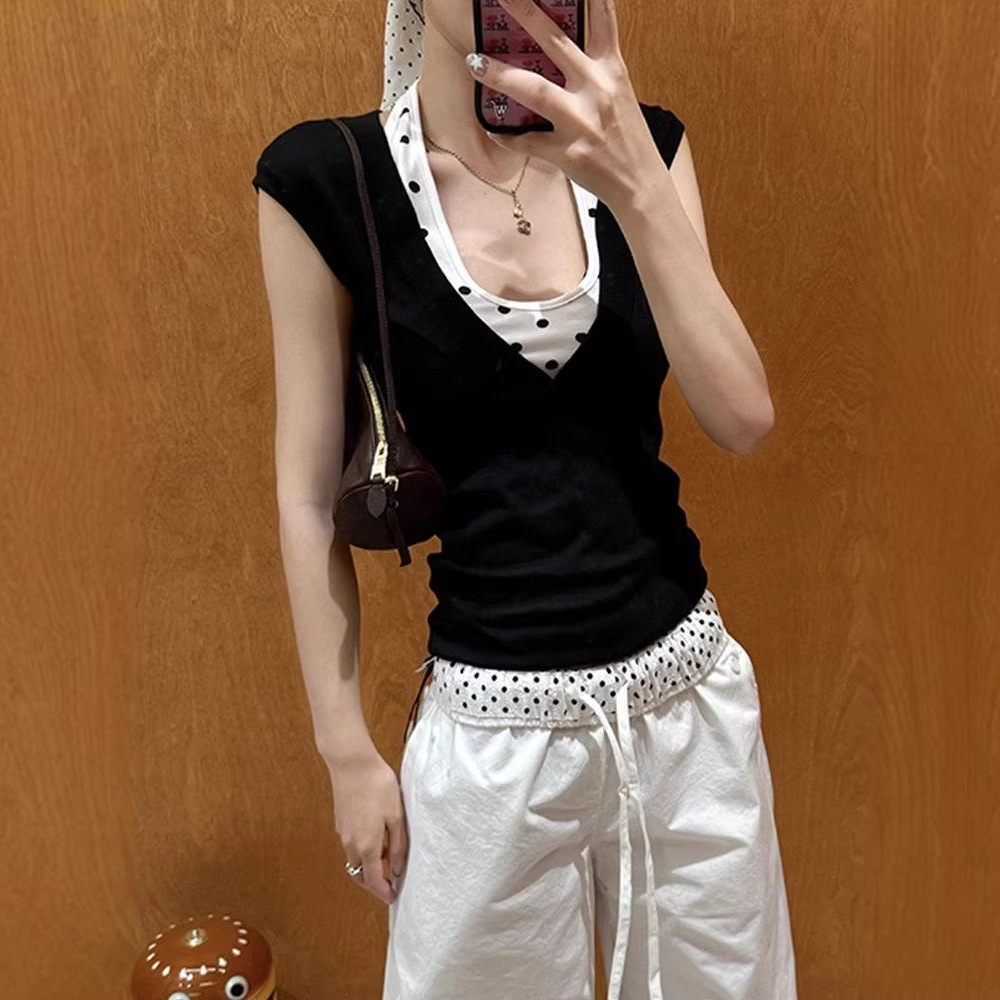 V-neck Polka Dot Women's Top