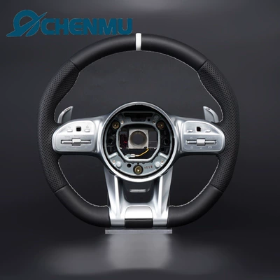 Suitable for modification of 809AMG steering wheel on old Mercedes-Benz BCEGS-class CLA CLE GLA GLC GLE MLK models (Steering wheel) - 809-white-label-silver-frame-assembly