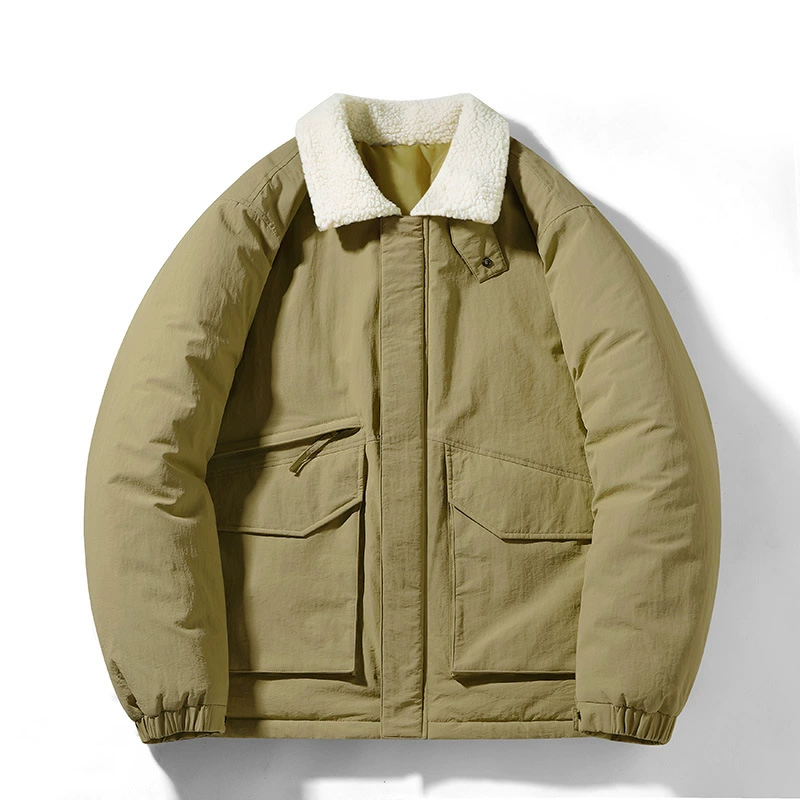 2024 Зимняя пара хлопчатобумажная одежда прилива в однотонном цвете может быть одета