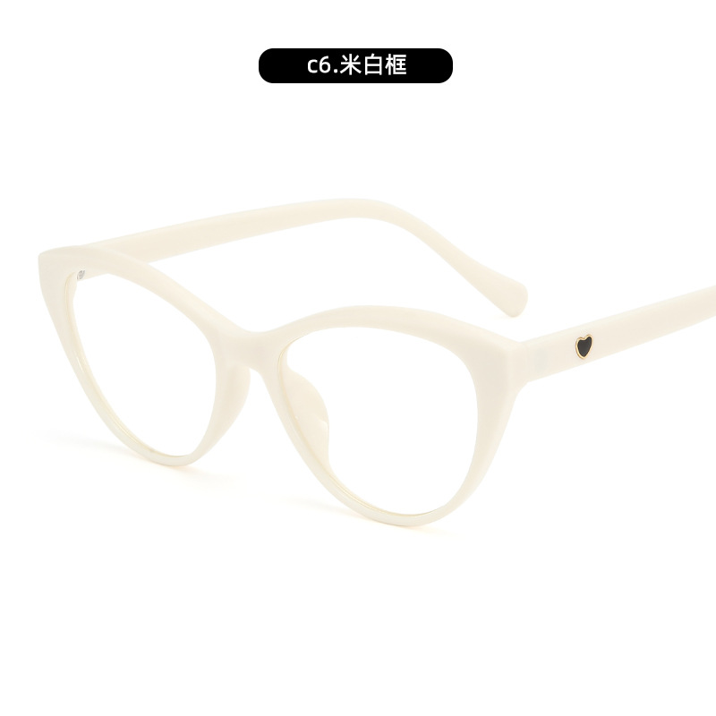 Marco de ojo de gato de moda, gafas anti-luz azul, accesorios de cuello blanco para estudiantes, gafas de miopía, marco de gafas de moda, fábrica al por mayor