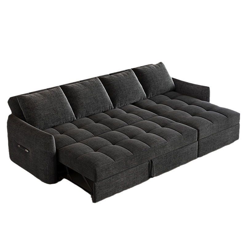 Sofá cama multifuncional de látex para sentarse y acostarse tela de doble uso sala de estar pequeña casa doble triple sofá cama de esquina plegable