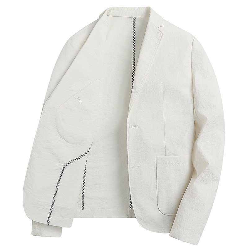 Áo vest nam casual dáng ôm, một hàng hai cúc, cổ vest, tay dài, chống nhăn, phù hợp mặc xuân thu — Màu kaki, Màu trắng, Màu xanh dương, màu đen