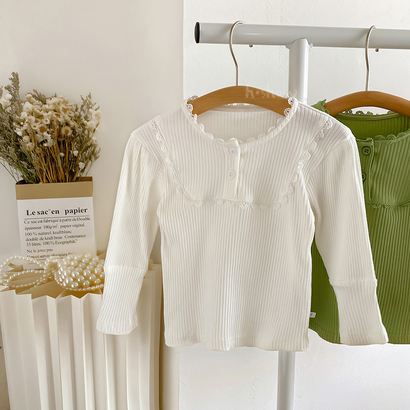 2023 New Korean-style Kids' T-shirt for Girls: Long-Sleeve Spring/Autumn Doll-Style Inner Top for Little Girls – Model 0011