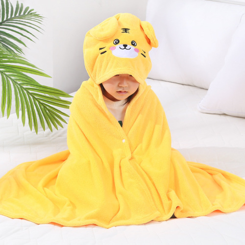 Children's bath towel, coral fleece children's hooded bathrobe quick-drying baby cape cartoon thick children's bathrobe