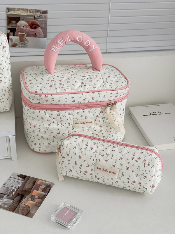 クロスボーダーピーチピンクローズ化粧品袋新しい高価値新鮮な花インスタイル大容量ポータブルトイレタリーバッグ|undefined