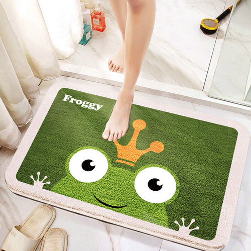 Plush and Cute Wool-like Entrance Mat, Cartoon-style Door Sill Mat, Sanitary and Bathroom Water-absorbent Fuzzy Rug