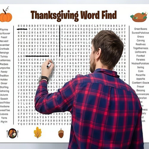 Practical Jumbo Thanksgiving Word Search Poster
