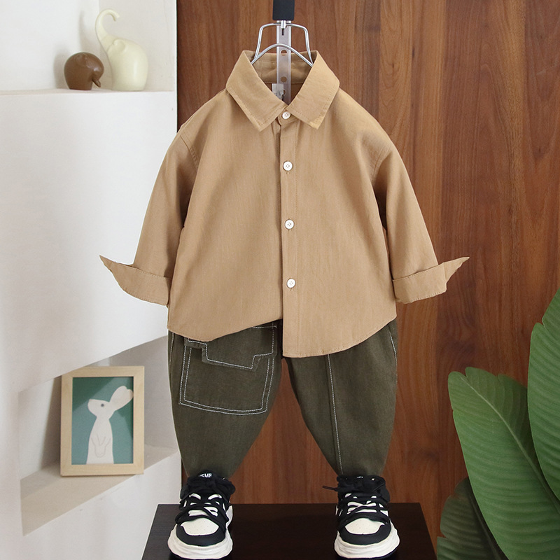 5726 Traje de otoño para niños 2025 nuevo estilo estilo occidental chaqueta de suéter para niños traje de tres piezas guapo bebé versión coreana primavera