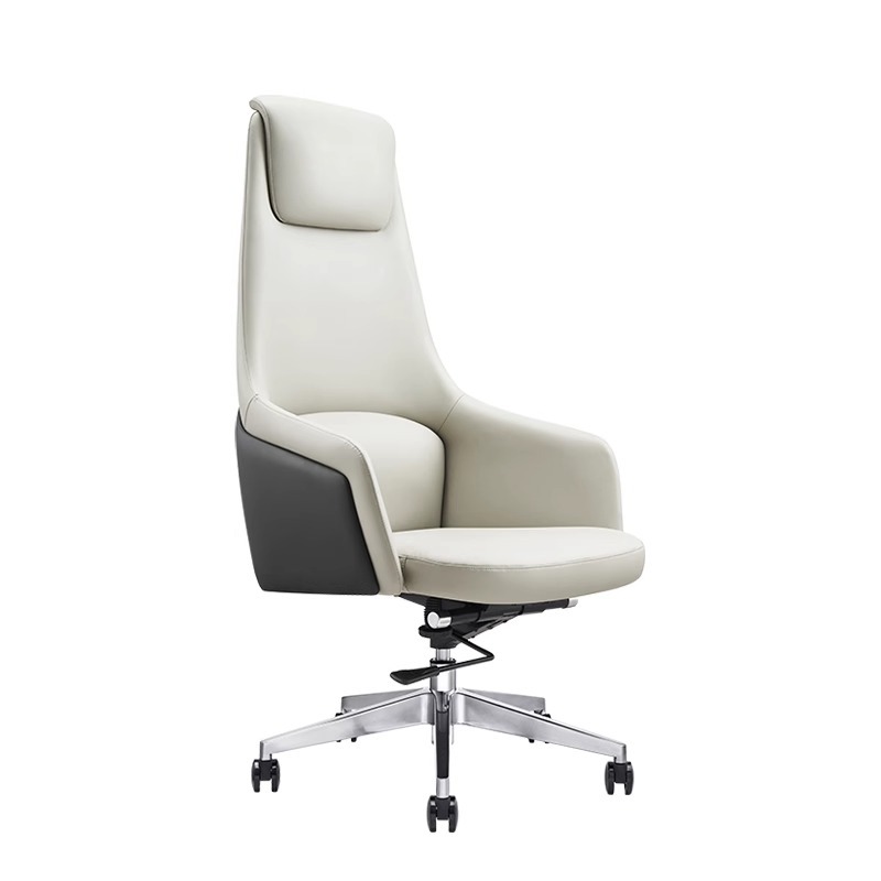 Silla reclinable de alta gama, silla de computadora de cuero, sala de estudio, silla de jefe de lujo ligero moderno, silla de recepción de oficina italiana, silla de recepción previa a la clase