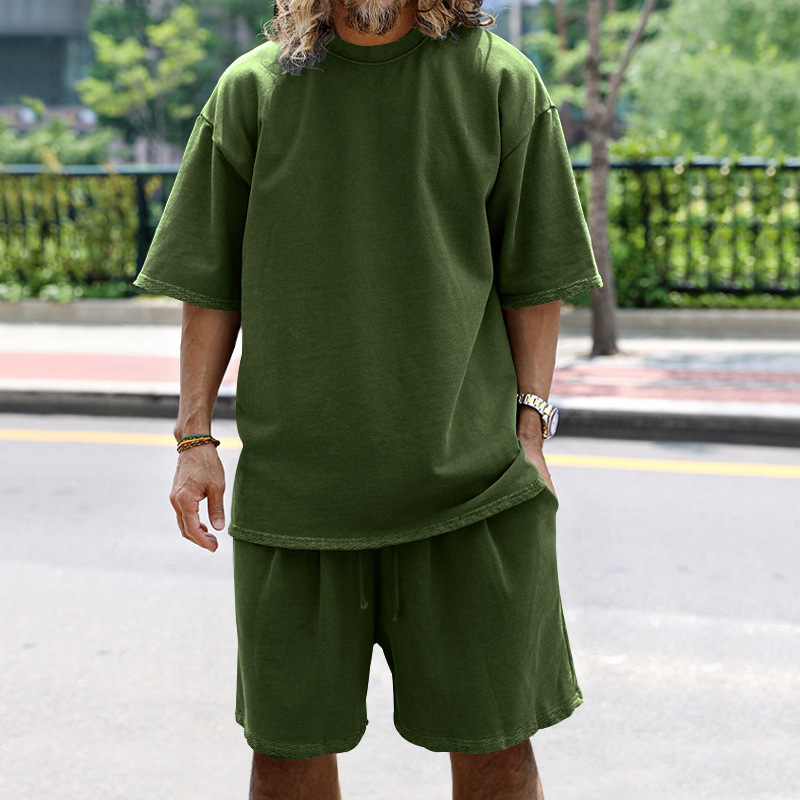 420g Weight Short Sleeve Sleeve Length Polyester Fabric Type Shorts Sets Sets Type Casual Occasion Round Neck Neckline Regular Fit Fit Type Solid Color Pattern Summer, Spring Season Men's Gender Hip-Hop Style Men's Solid Color Hip-Hop Round Neck Short Sleeve Regular Fit Men's Sets 25