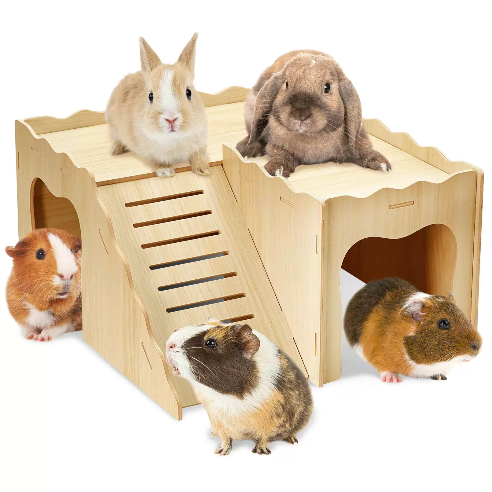 兔子城堡木床豚鼠木屋兔子躲避窝龙猫垂耳兔玩耍实木房子大号小窝