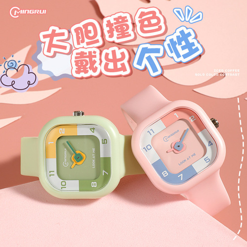 Square Internet celebrity watch for male and female students ins style Korean version simple waterproof sports temperament niche design couple watch