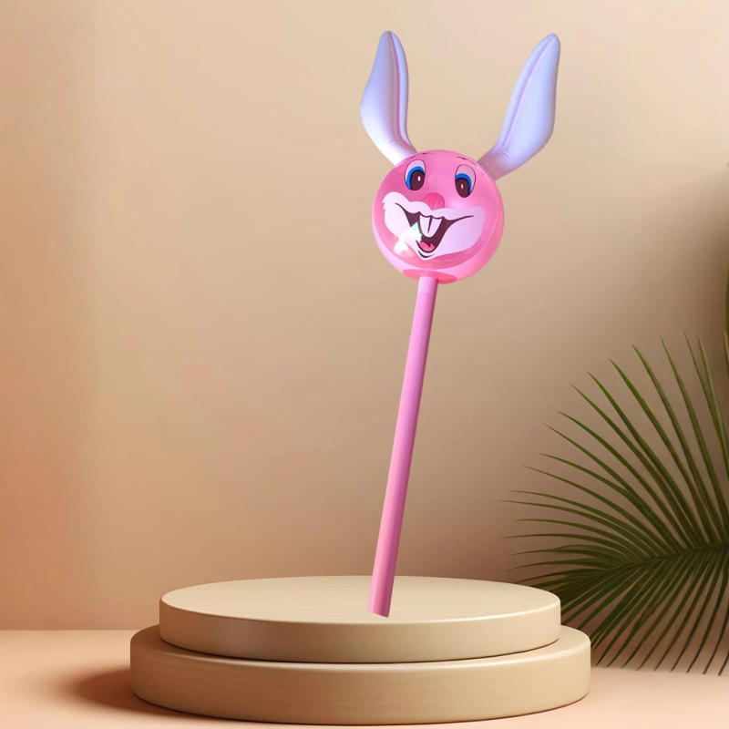 新しい発光インフレータブルビッグアイパンダハンマー子供のかわいい漫画の動物ハードハンドルハンマー屋台発光バルーンおもちゃ|undefined