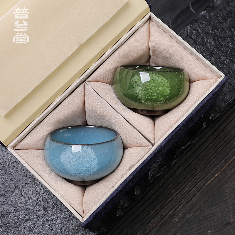 5ZV7開片冰花茶杯主人杯單杯個人專用茶具陶瓷功夫品茗杯斗笠杯喝