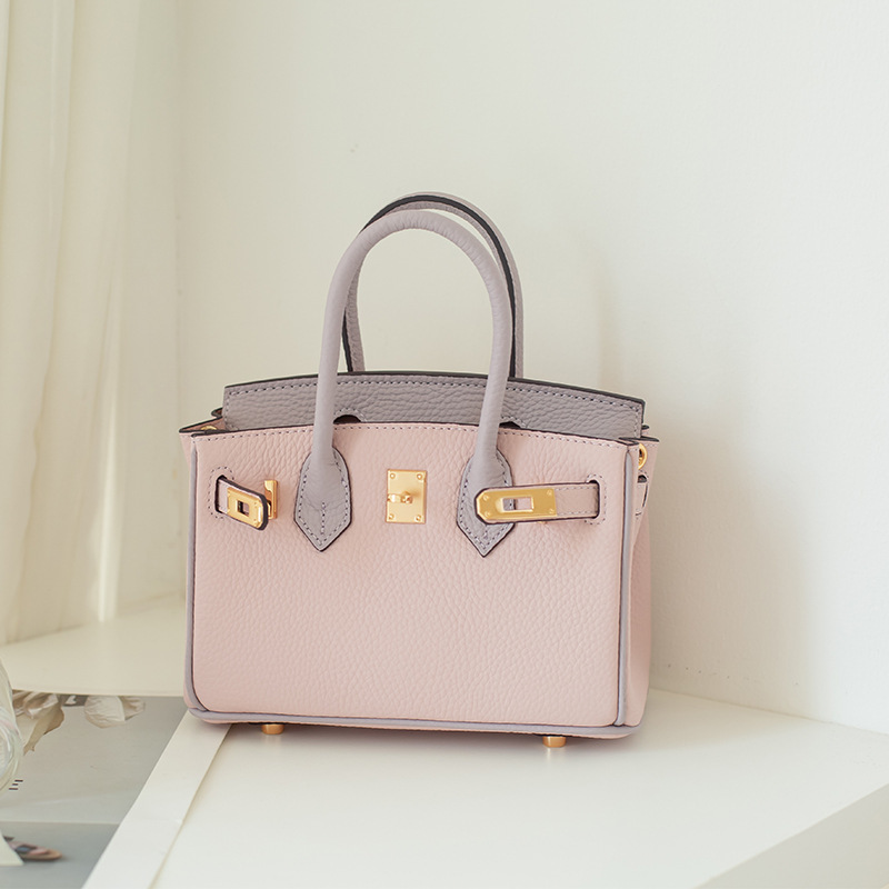 First-Layer Cowhide Birkin Mini Bag 2026 New Model Genuine Leather Women's Bag Single Shoulder Handbag Kelly Crossbody Color-Block Bag First-Layer Cowhide Birkin Mini Bag 2026 New Model Genuine Leather Women's Bag Single Shoulder Handbag Kelly Crossbody Color-Block Bag