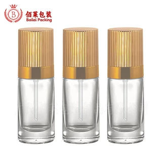 现货 批发新款30ml乳液玻璃瓶粉底液按压瓶扁圆玻璃瓶精华液厚底