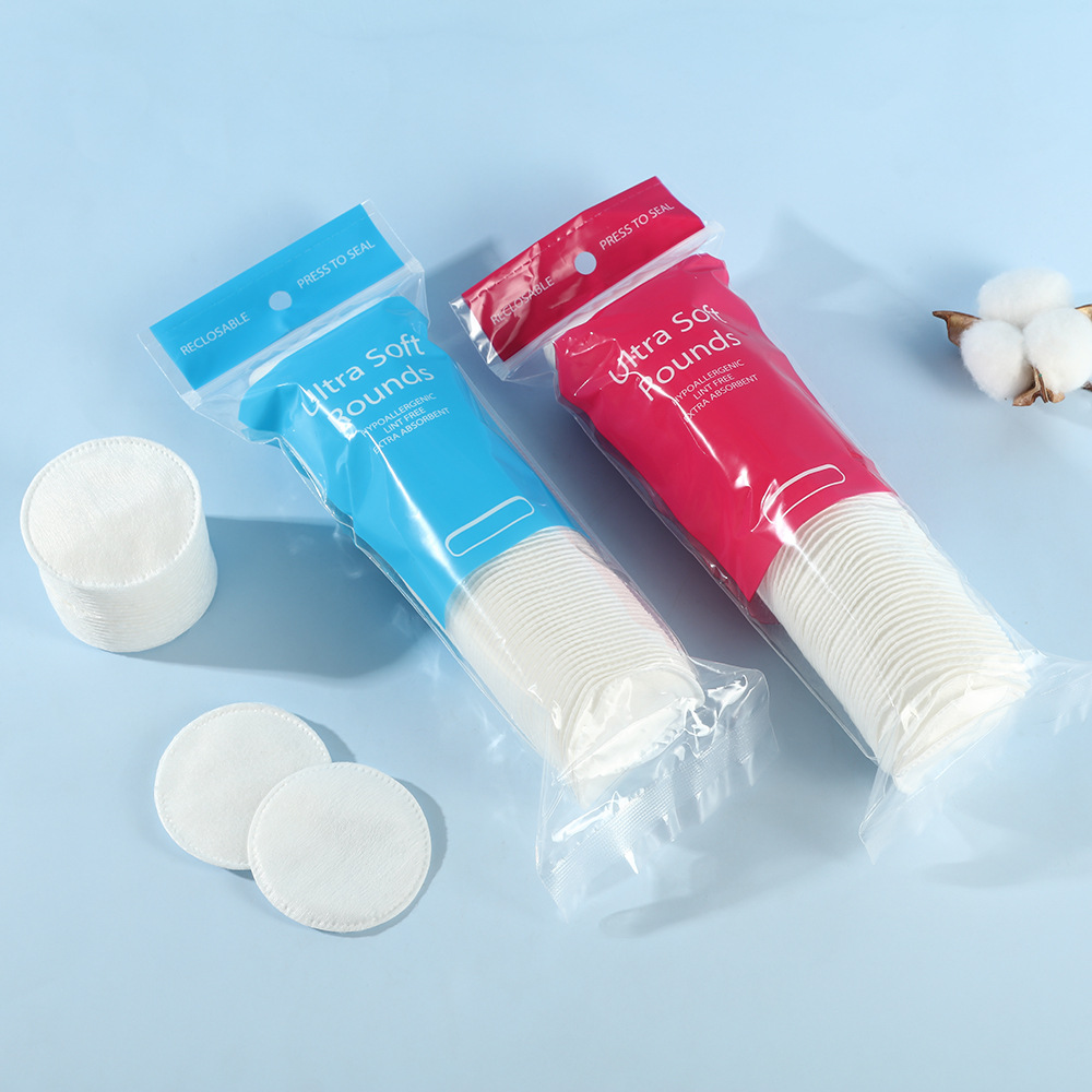 Transfronterizo redondo algodón cosmético agujero de agujero cerrado borde de tres capas de algodón desmaquillaje grueso 100 piezas de bolsa de algodón húmedo plano