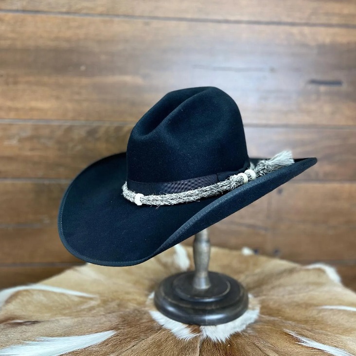 Nuovo cappello a cilindro in lana nera alla moda e versatile in feltro di pecora con decorazione a nastro_voghion.com