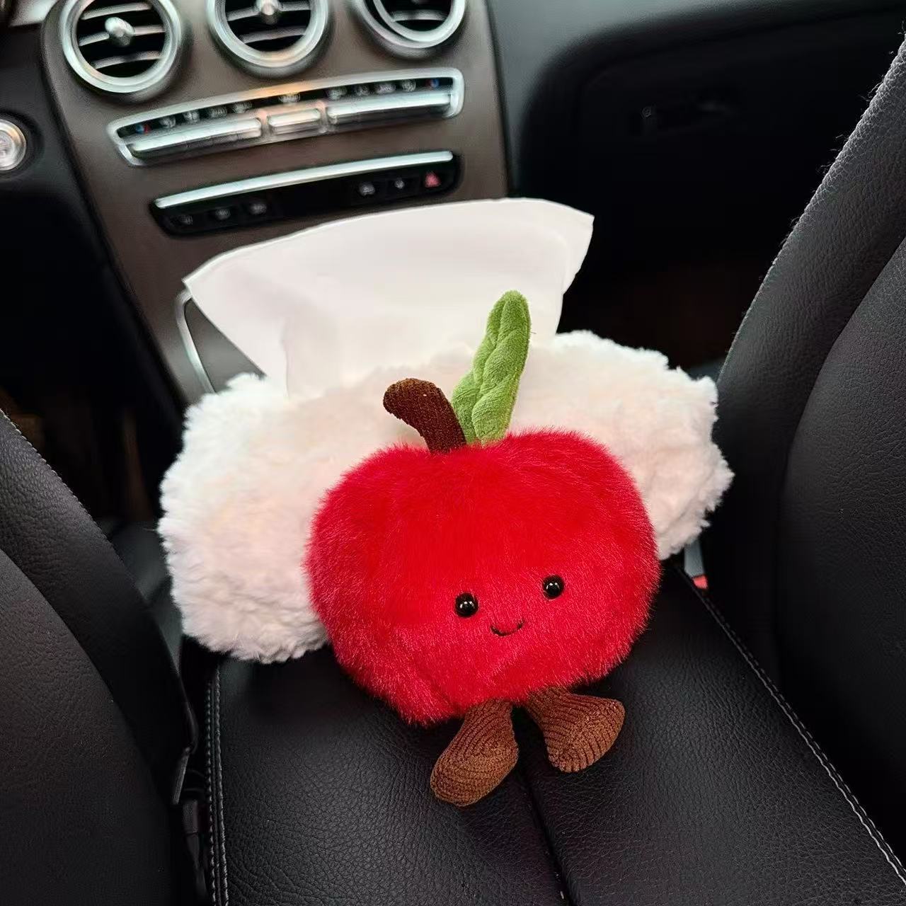 Cute Apple-shaped car tissue box cover for armrest box, creative car tissue box, car tissue pack, cross-border
