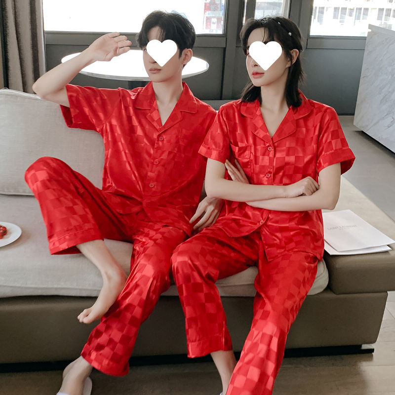 체크무늬 레드 모델 - 반팔, 바지