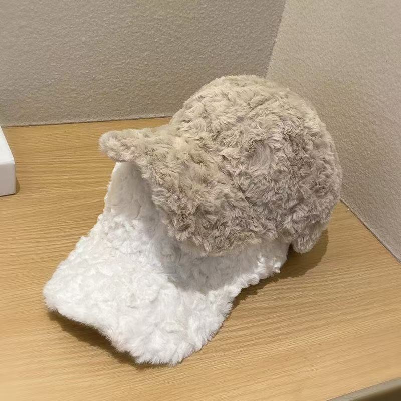 秋冬新款韩版毛绒棒球帽女时尚鸭舌帽加厚保暖百搭亲肤舒适帽子男|undefined