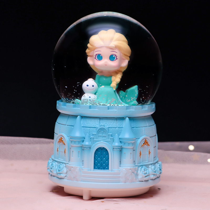 梦幻冰雪奇缘爱莎公主水晶球音乐盒发光飘雪白雪公主摆件女生礼物|undefined