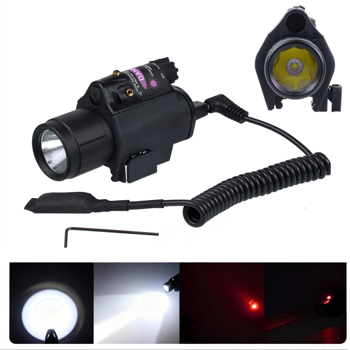 M6 Red Laser Led Integrated Outdoor Tactical Flashlight with Tail Switch and Strong Green Laser Flashlight