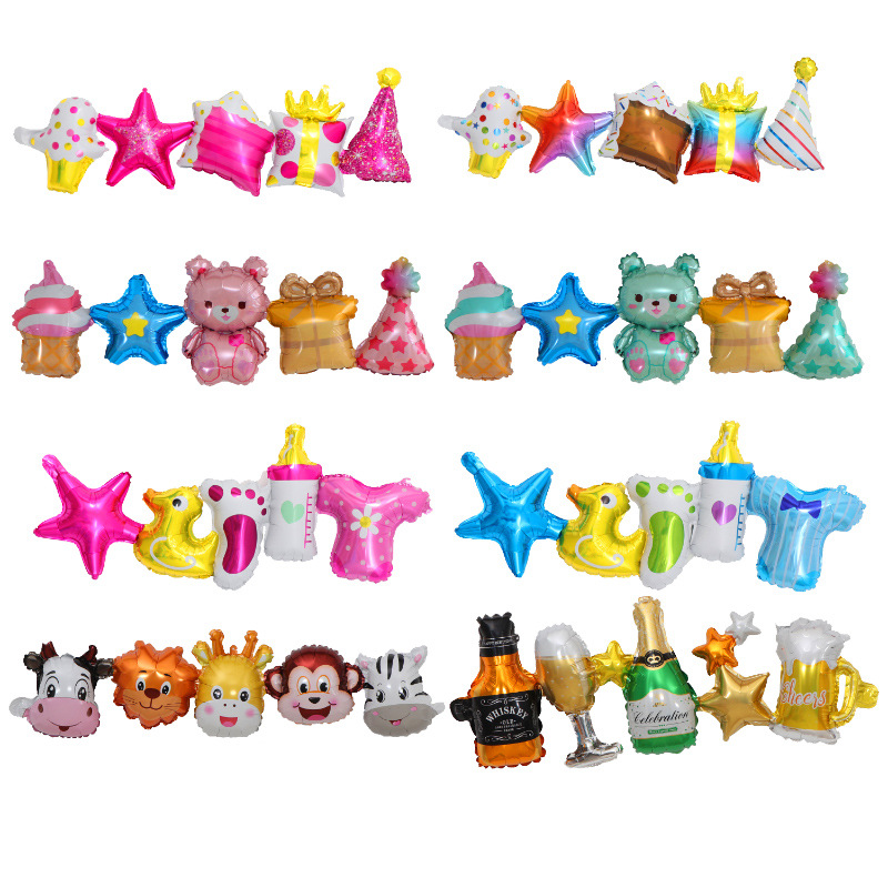 Conjoined Balloons for Children's Parties Birthday Decorations Animal Pull-Ups Beaded Ball Decor Unisex Manual Decoration_voghion.com