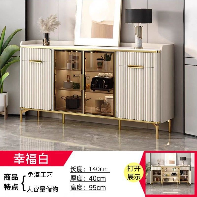 Gabinete de sala de estar, armario de cocina de alta calidad, tablero de roca ligero y lujoso italiano, simple, armario de comidas de estilo crema, multifunción contra la pared
