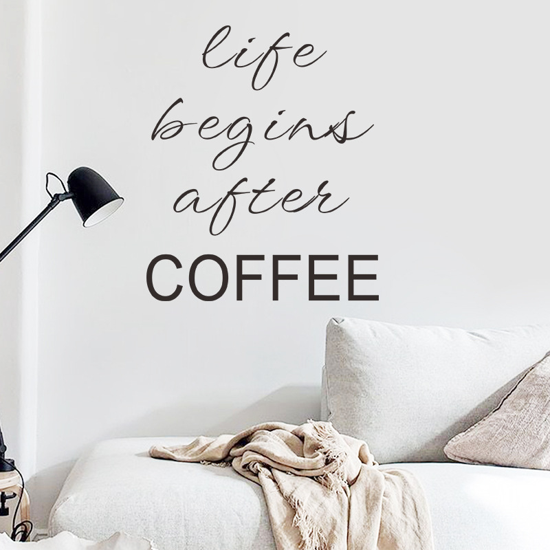 Simple English Slogan Coffee Wall Sticker Wholesale display picture 7