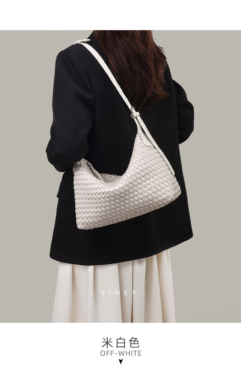 Túi tote nữ cỡ lớn đeo chéo kiểu vintage handmade dệt — màu nâu, màu trắng ngà, màu tím hoa cà chi tiết 17