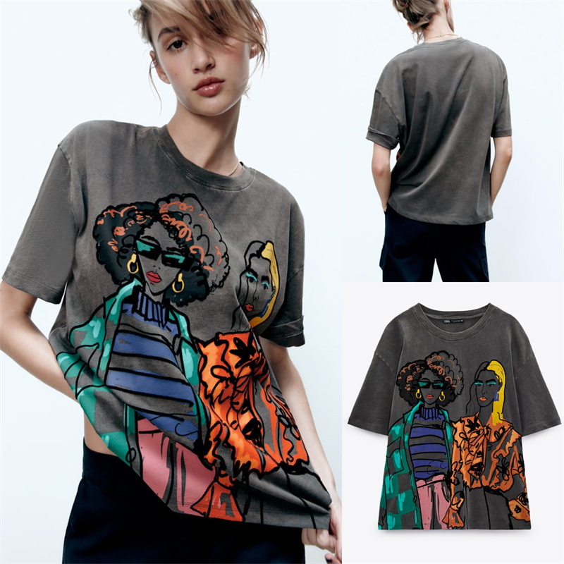 Women's T-shirt Short Sleeve T-shirts Printing Streetwear Human display picture 1