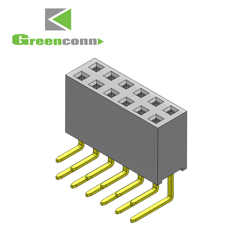 Greenconn连接器间距2.54mm双排排母2-40Pin90折弯R/A型连接器