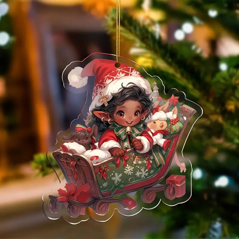 Amazon transfronterizo nuevo acrílico plano creativo de dibujos animados espejos retrovisores de automóviles decoración de Navidad mochila