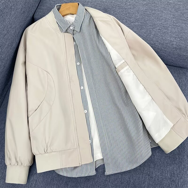 Jakna Pomlad in Jesen Nova Zunanja Oprana Oblačila za Prosti Čas Ohlapna Delovna Oblačila Stoječi Ovratnik Moški Plašč_voghion.com