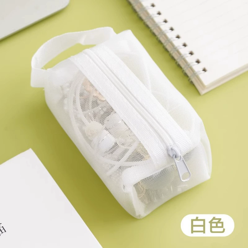 Aicheng Small Transparent Mesh Storage Bag with Zipper - Lipstick Organizer Wallet11×7×5.5 cm