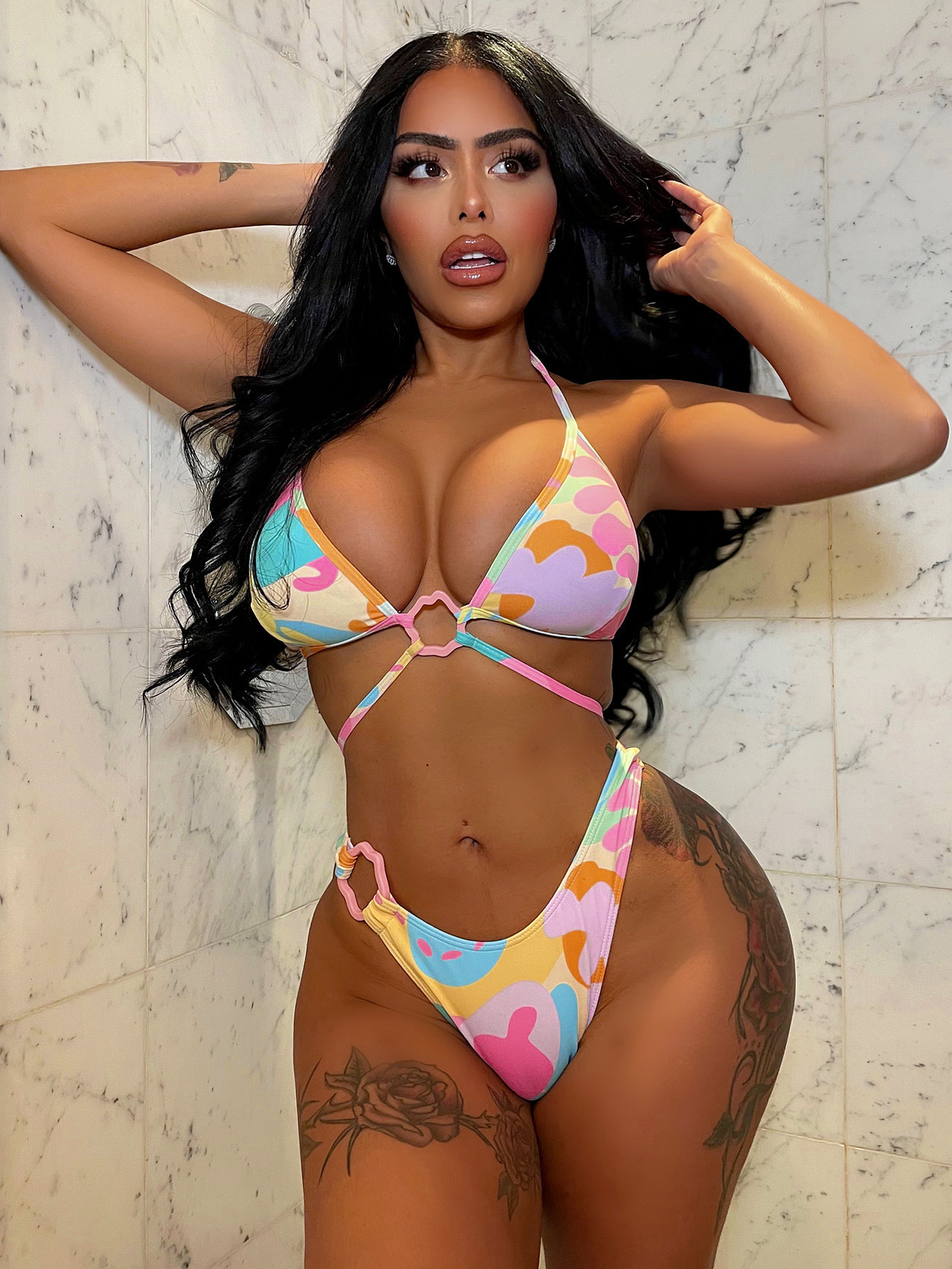 97g Weight Sexy Feel Of Sensation Women's Multicolor 2 Piece Set Bikinis